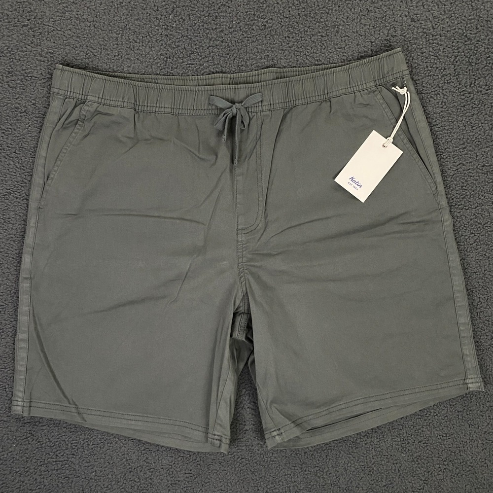 Katin Patio Short‎ Mens XL Soot Gray Stretch Elastic Waist Chino Beach Skate NWT